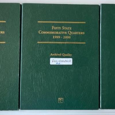 3 Complete Philadelphia Mint Commemorative State Quarter Books