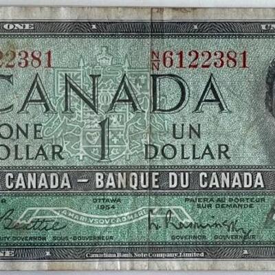 1954 Canadian One Dollar Bill