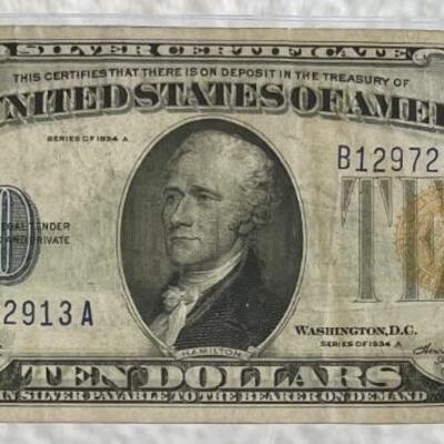 1934 U.S. Ten Dollar Silver Certificate