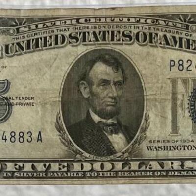 1934 U.S. Five Dollar Silver Certificate