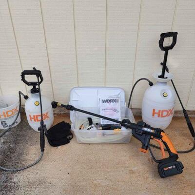 MFS007 - 40V WORX CORDLESS PORTABLE POWER CLEANER & PAIR OF SPRAYERS