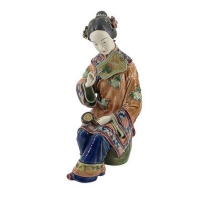Lot 034
Shiwan Chinese Porcelain Female Figurine on Garden Stool