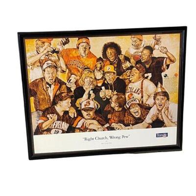 Lot 314
Team NFL Bob Leathers 'Right Church, Wrong Pew' Framed Poster