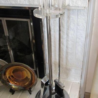 Amazing vintage mid-century chrome & lucite fireplace poker set in excellent condition. 