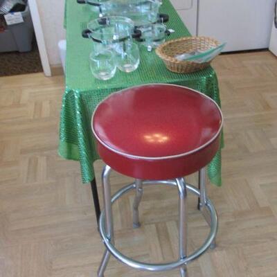 retro 50s bar stool w/ red glitter vinyl