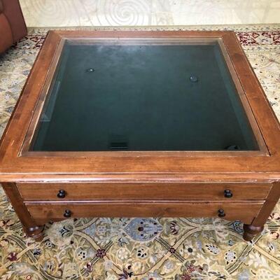 $100 Ethan Allen shadow box square coffee table 