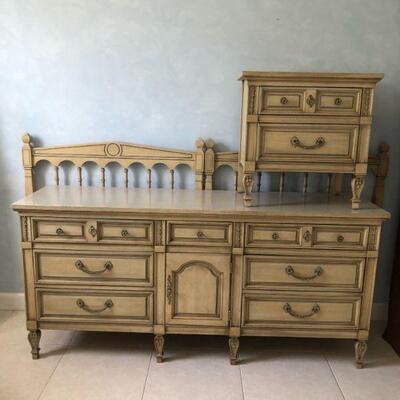 $50 antique dresser, twin bed frame and nighttable