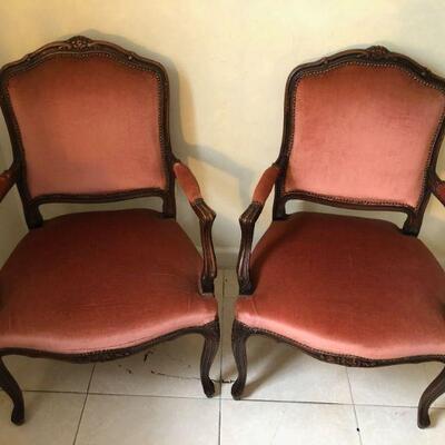 $80 per chair - Louis XV style carved wood arm chairs