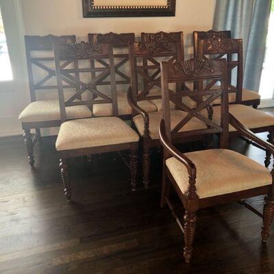 all 8 chairs for $500 broyhill contemporary brown dining room chairs - 2 arm chairs & 6 side chairs