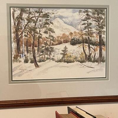 Winter landscape watercolor