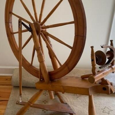 antique maple spinning wheel