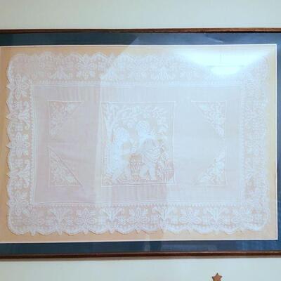 $175 Very large framed lace piece