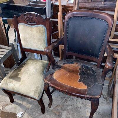Large Assortment of Turn of the Century Wooden Frame Chairs 