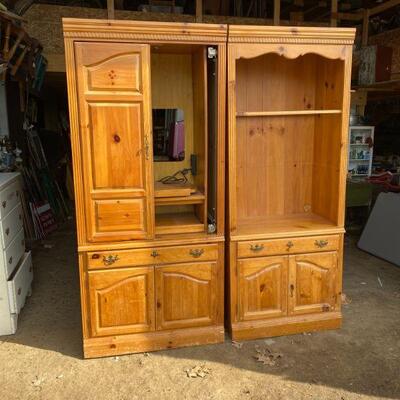 Knotty Pine Bookcase & Cabinet  