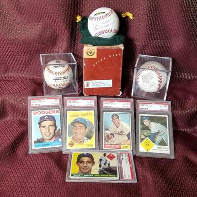 Signed baseballs and graded vintage cards, large collections with COAs