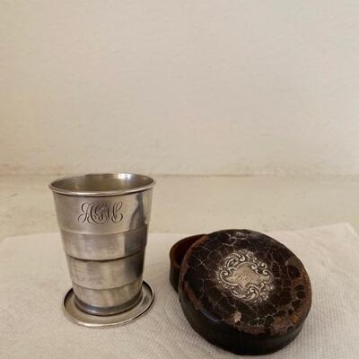 Antique Sterling Silver Collapsible Cup and Case 
