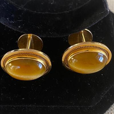 Gold with tigers eye stone