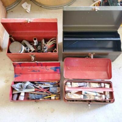 #1012 â€¢ 4 Toolboxes with Art Supplies, Tools, and Parts

