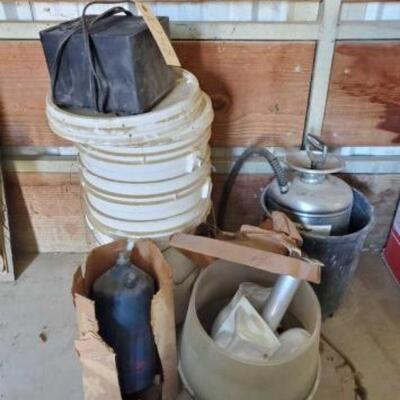 #1048 â€¢ 5 Gal. Buckets, Electric Mini Air Heater, Oil Filter and More
