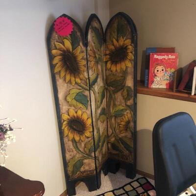 Carved 4 Fold Room Divider