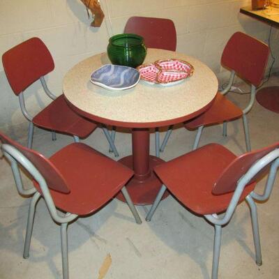 Formica boomerang table with industrial chairs