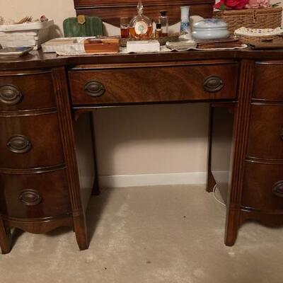 1930â€™s â€¢ Vanity â€¢ Seven Drawer â€¢ (49â€w x 18.5â€d x 29â€h) â€¢ 279 US â€¢ (includes matching stool)