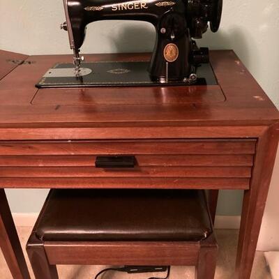 1940â€™s â€¢ Singer â€¢ Sewing Machine â€¢ in Cabinet â€¢ 129 US â€¢ (includes matching stool)