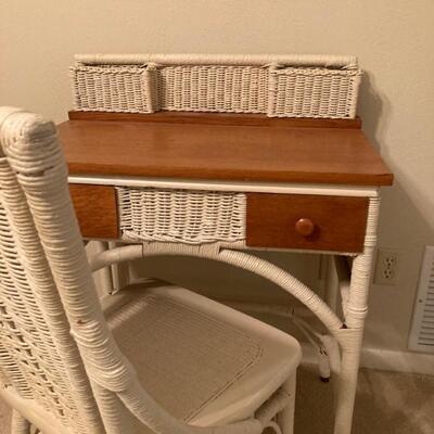 Antique â€¢ White â€¢  Painted â€¢ Desk â€¢ w/Oak Top & Drawer Fronts â€¢ 450 US (includes matching chair)