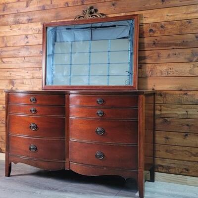 Vintage Federal Style Dresser with Mirror by Dixie