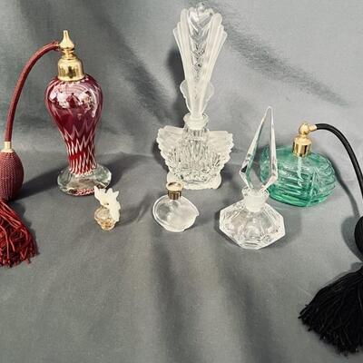 (6) Vintage Crystal Perfume Bottles
