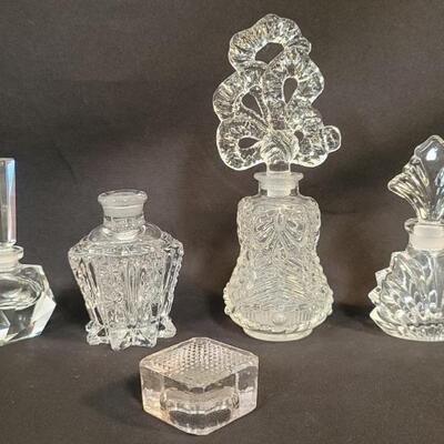 (4) Crystal Perfume Bottles
