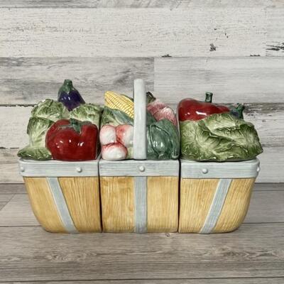 3-Section Fruit & Vegetable Basket Canisters