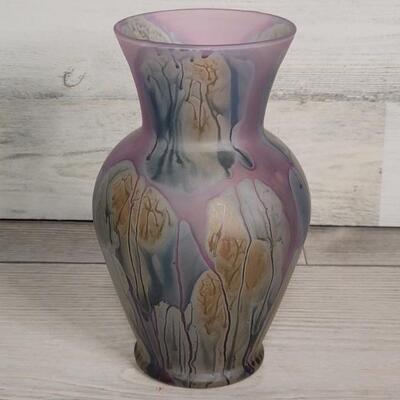 Vintage Blown Jerusalem Art Glass Frosted Vase