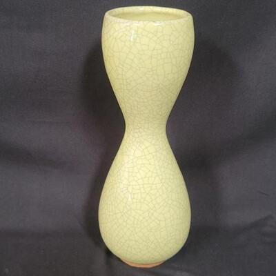 Vintage Chinese Yellow Crackle Vase, Marked