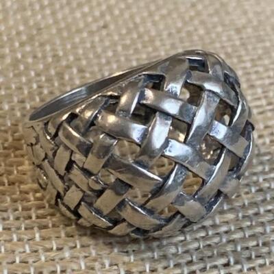 Sterling Silver Open Basket Weave Ring Size 5.5