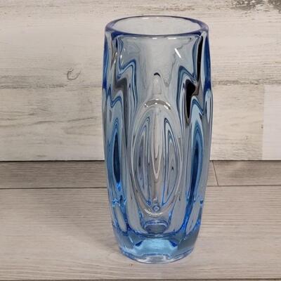Light Blue Crystal 8in Vase