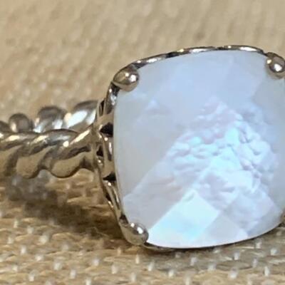 Sterling Silver Pandora Ring with Faceted Mother of Pearl