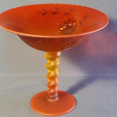 Vintage Tuffin Orange Frosted 7in Compote