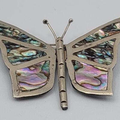 925 Silver & Mother of Pearl Butterfly Brooch