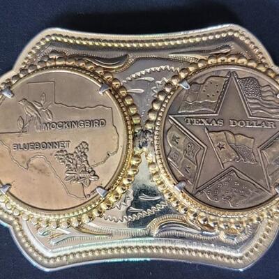 Silver-Tone & Gold-Tone Texas Belt Buckle
