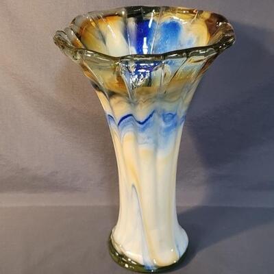 Murano Blue, Smokey, & Cream Blown Finger Vase