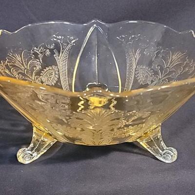 Yellow Depression Glass 3-Footed Bowl