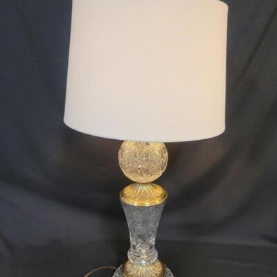 2of 2: Vintage Crystal & Gilt Gold Brass Lamp