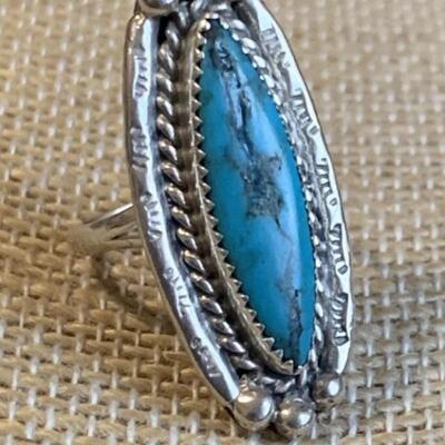 Sterling Silver and Turquoise Navajo Ring Size