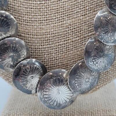 925 Sterling Silver Navajo Pillow Bead Necklace