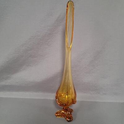 Mid Century Amber Art Glass 14in Vase