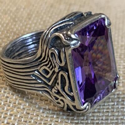 Sterling Silver Silpada Ring with Large Purple Stone