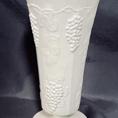 Vintage Milk Glass Harvest Grape Footed 10in Vase