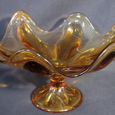 Vintage Viking Amber Glass Compote