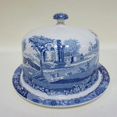 1158	SPODE BLUE & WHITE SERVING DISH W/DOME COVER, APPROXIMATELY 11 1/4 IN X 7 1/2 IN HIGH
